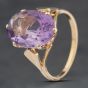 Second Hand Vintage Yellow Gold Amethyst Oval Dress Ring 41104031