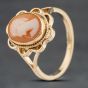 Second Hand 9ct Yellow Gold Cameo Oval Scallop Edge Dress Ring 41104032