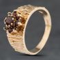 Second Hand Vintage Yellow Gold Garnet Bark Effect Shoulders Cluster Ring 41104034
