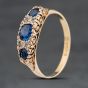 Second Hand Vintage 9ct Yellow Gold Synthetic Sapphire & White Spinel Seven Stone Ring 41104037