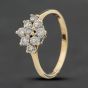 Second Hand 9ct Yellow Gold Cubic Zirconia Boat Shaped Cluster Ring 41104042