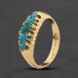 Second Hand Antique 18ct Yellow Gold Turquoise Claw Set Five Stone Ring 41104044