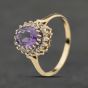 Second Hand Vintage Yellow Gold Amethyst & Cubic Zirconia Oval Cluster Ring 41104078