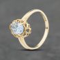Second Hand 9ct Yellow Gold Blue Topaz Heart Edged Dress Ring 41104084