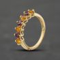 Second Hand 9ct Yellow Gold Pink Tourmaline & Orange Garnet Half Eternity Ring 41104087