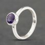 Second Hand 9ct White Gold Amethyst Rubover Set Dress Ring 41104111