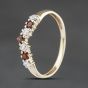Second Hand 9ct Yellow Gold Garnet & Cubic Zirconia Half Wishbone Ring 41104156