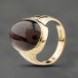 Second Hand Vintage 15ct Yellow Gold Garnet Cabachon Large Oval Dress Ring 41104172