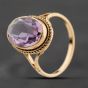 Second Hand 9ct Yellow Gold Amethyst Oval Dress Ring 41104221