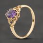 Second Hand 9ct Yellow Gold Amethyst Oval Dress Ring 41104228