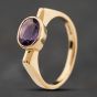 Second Hand 9ct Yellow Gold Amethyst Rubover Set Oval Dress Ring 41104229