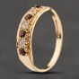 Second Hand 9ct Yellow Gold Garnet & Cubic Zirconia Half Eternity Ring 41104232