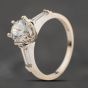 Second Hand 9ct White Gold Cubic Zirconia Shoulder Set Solitaire Ring 41104241