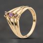 Second Hand 9ct Yellow Gold Pink Sapphire & Cognac Diamond Half Wishbone Ring 41104245