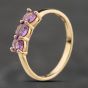 Second Hand 9ct Yellow Gold Amethyst Three Stone Ring 41104247