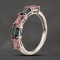 Second Hand 9ct White Gold Pink Tourmaline & Iolite Five Stone Ring 41104257