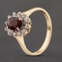 Second Hand 9ct Yellow Gold 0.70ct Garnet & 0.30ct Brilliant Cut Cubic Zirconia Oval Cluster Ring 41104286