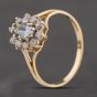 Second Hand 9ct Yellow Gold Blue Topaz & Cubic Zirconia Oval Cluster Ring 41104289