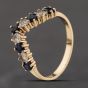 Second Hand 9ct Yellow Gold Sapphire & Cubic Zirconia Wishbone Ring 41104290