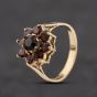Second Hand 9ct Yellow Gold Garnet Flower Cluster Ring 41104302