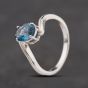 Second Hand 9ct White Gold Blue Topaz Oval Dress Ring 41104312