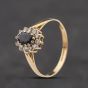 Second Hand 9ct Yellow Gold Sapphire & Cubic Zirconia Oval Cluster Ring 41104316