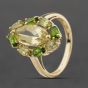 Second Hand 9ct Yellow Gold Diopside & Peridot Marquise Cluster Dress Ring 41104318