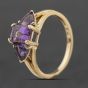 Second Hand 9ct Yellow Gold Amethyst Three Stone Dress Ring 41104321