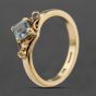 Second Hand Vintage 9ct Yellow Gold Aquamarine Set Dress Ring 41104325