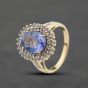 Second Hand 9ct Yellow Gold 2.25ct Tanzanite & White Zircon Oval Cluster Ring 41104336