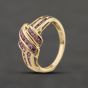 Second Hand 9ct Yellow Gold Pink Sapphire Knot Cluster Ring 41104338
