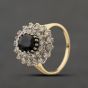 Second Hand 9ct Yellow Gold Sapphire & Cubic Zirconia Oval Tiered Cluster Ring 41104348