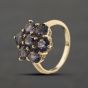 Second Hand 9ct Yellow Gold Amethyst Flower Cluster Ring 41104349