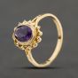 Second Hand 9ct Yellow Gold Amethyst Oval Rope Edged Dress Ring 41104352