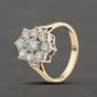 Second Hand 9ct Yellow Gold Blue Topaz & Cubic Zirconia Cluster Ring 41104357