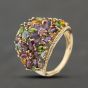 Second Hand 9ct Yellow Gold Multi Stone Flower Basket Cluster Ring 41104379