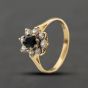 Second Hand 9ct Yellow Gold Sapphire & Cubic Zirconia Cluster Ring 41104410