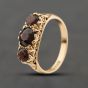 Second Hand 9ct Yellow Gold Garnet Three Stone Ring 41104420