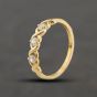 Second Hand Yellow Gold Cubic Zirconia Wave Three Stone Ring 41104439