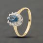 Second Hand 9ct Yellow Gold Blue Topaz & Cubic Zirconia Oval Cluster Ring 41104440