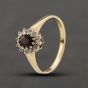 Second Hand 9ct Yellow Gold Cubic Zirconia & Garnet Oval Cluster Ring 41104485