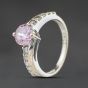 Second Hand 9ct White Gold Pink & White Cubic Zirconia Shoulder Set Dress Ring 41104509