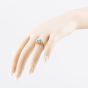 Second Hand 9ct Yellow Gold Turquoise Oval Flower Cluster Ring 41104510