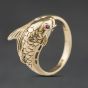 Second Hand Vintage 9ct Yellow Gold Ruby Fish Dress Ring 41104514