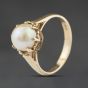 Second Hand Vintage 9ct Yellow Gold Simulated Pearl Single Stone Dress Ring 41104517