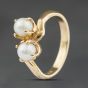 Second Hand Vintage Yellow Gold Cultured Pearl Twist Two Stone Ring 41104521