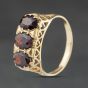 Second Hand Vintage 9ct Yellow Gold Garnet Three Stone Ring 41104522