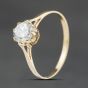 Second Hand 9ct Yellow Gold Cubic Zirconia Shoulder Set Solitaire Ring 41104562