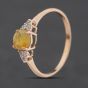Second Hand 9ct Rose Gold Opal & Cubic Zirconia Set Shoulders Round Dress Ring 41104588