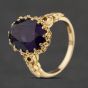 Second Hand 9ct Yellow Gold Amethyst Oval Fancy Dress Ring 41104634